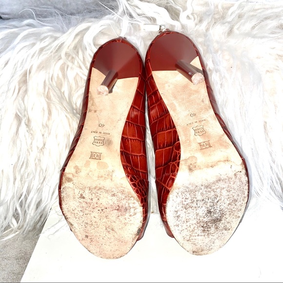 Escada Burnt Orange Prep Toe Bootie Size 39 - Picture 7 of 8